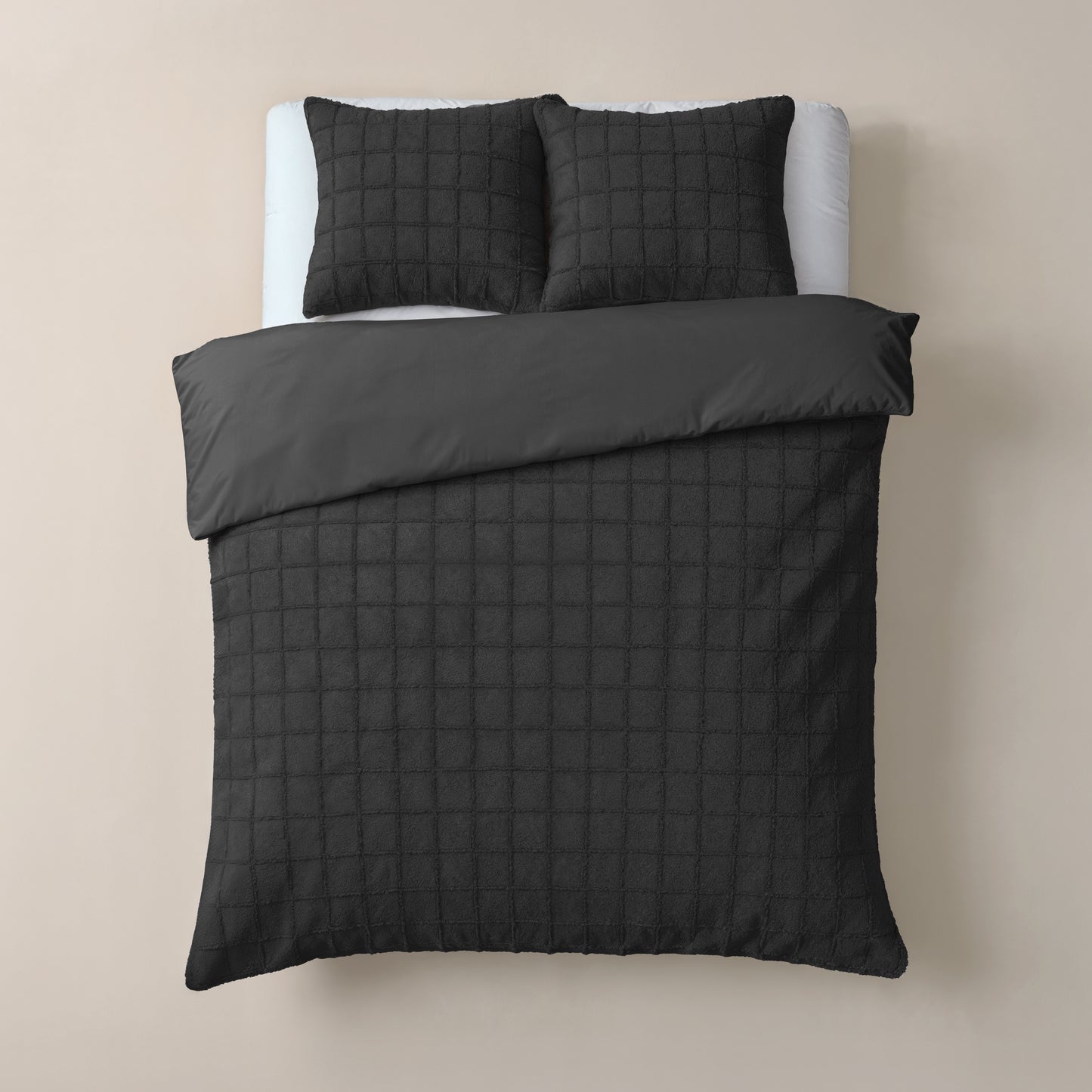 Faux Fur Check Zwart 240x200/220