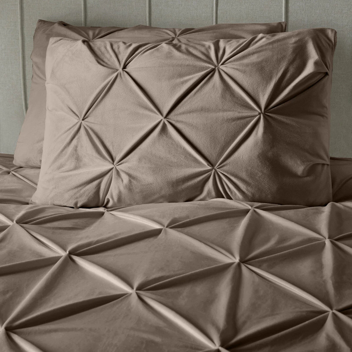 Velvet dekbed overtrek taupe
