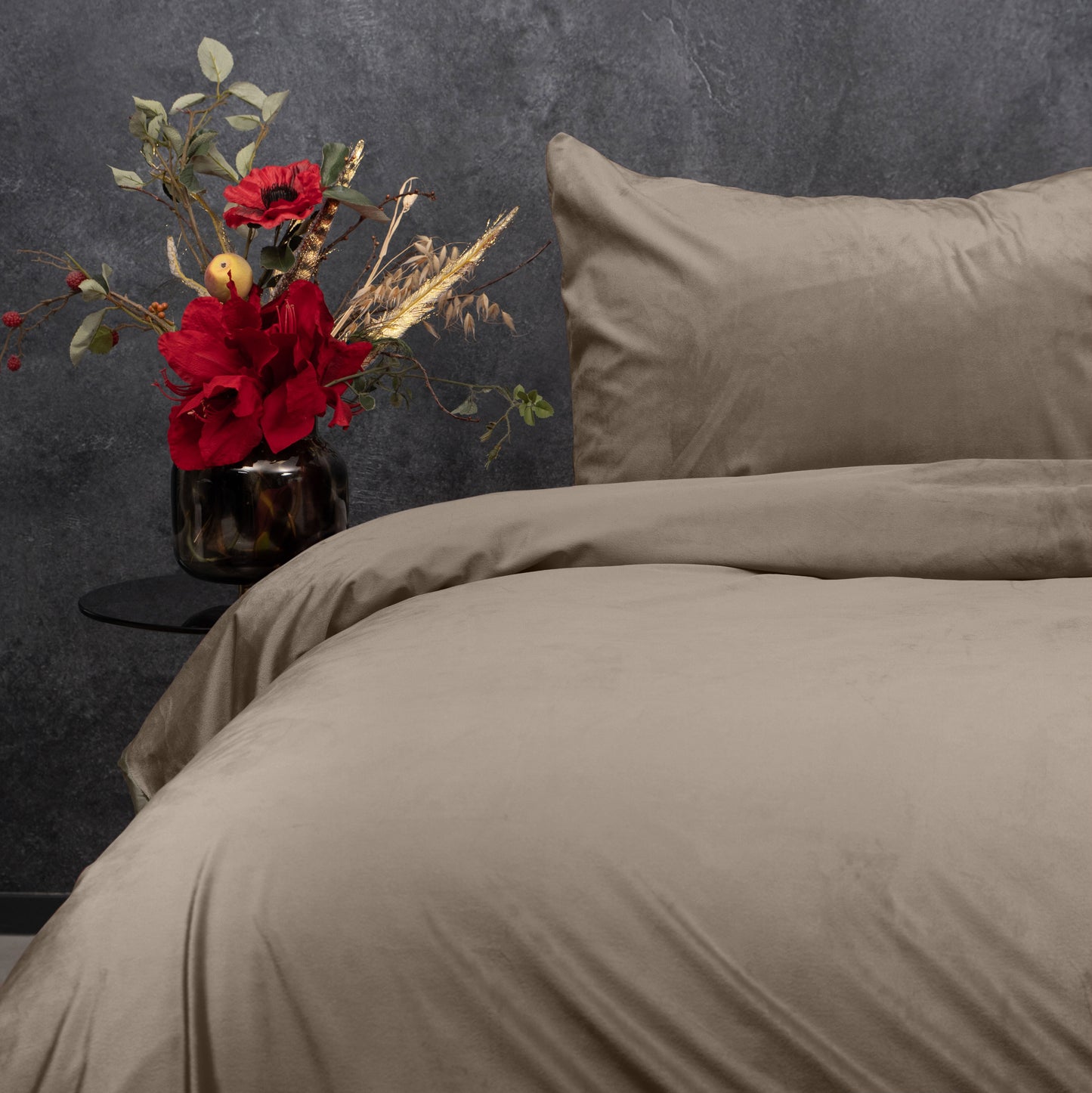 Velvet uni Taupe/Grijs 140 x 200/220
