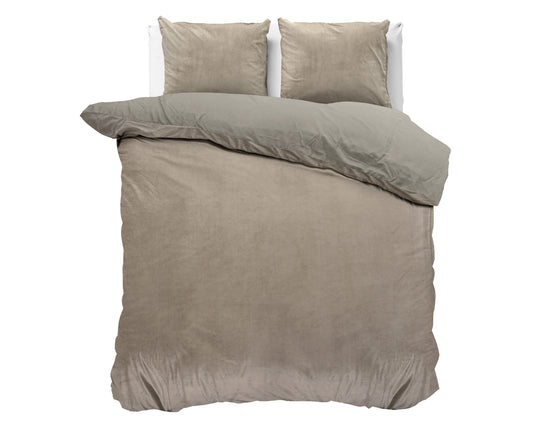 Velvet uni Taupe/Grijs 200 x 200/220