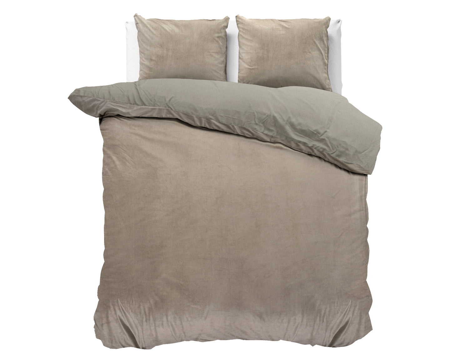 Velvet uni Taupe/Grijs 240 x 200/220