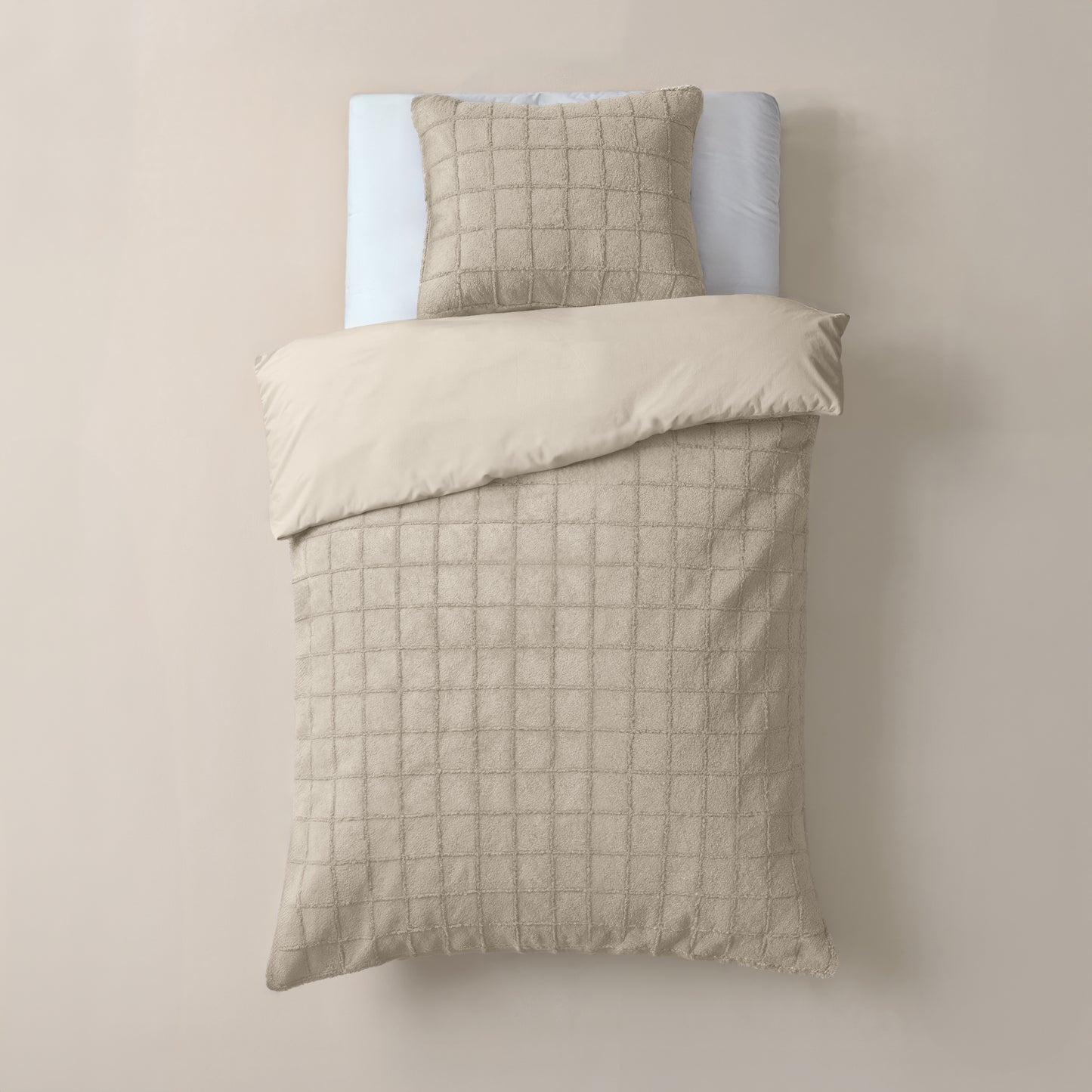 Faux Fur Check Beige 140x200/220