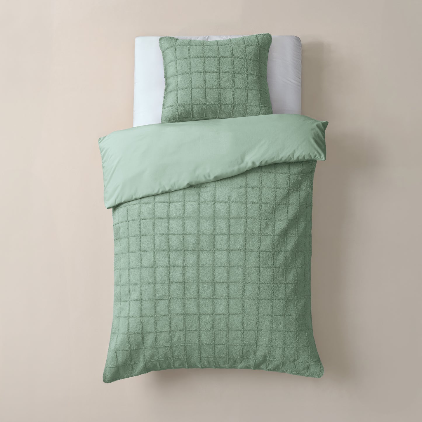 Faux Fur Check Donker Groen 140x200/220