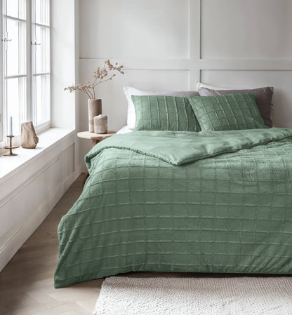 Faux Fur Check Donker Groen 200x200/220