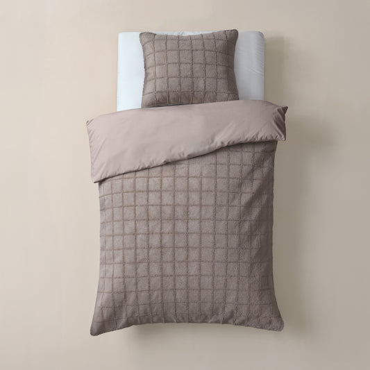 Faux Fur Check Taupe 140x200/220