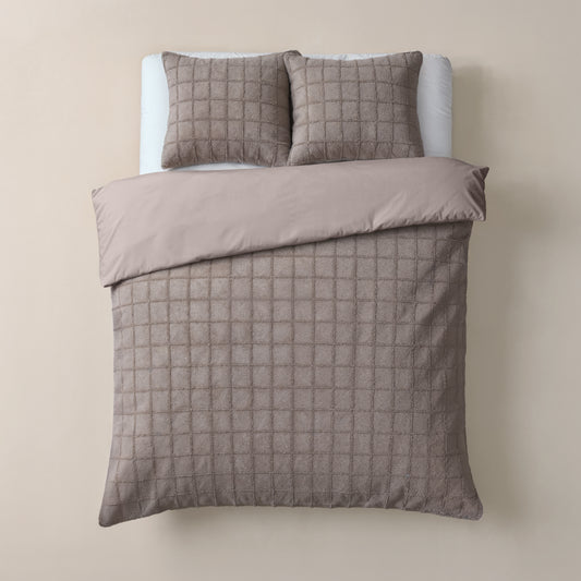 Faux Fur Check Taupe 200x200/220