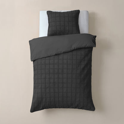 Faux Fur Check Zwart 140x200/220