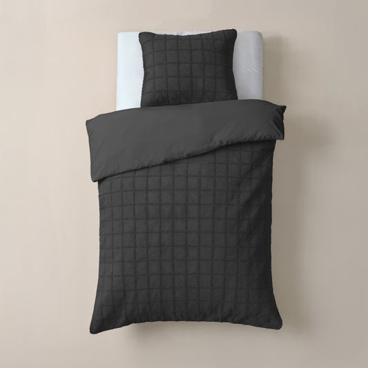 Faux Fur Check Zwart 140x200/220