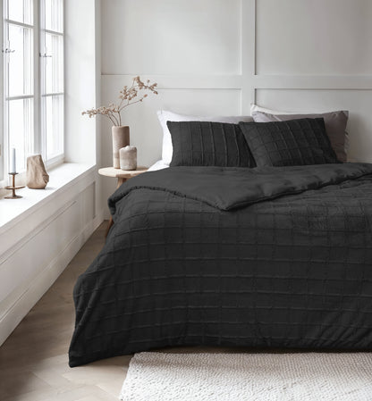 Faux Fur Check Zwart 240x200/220