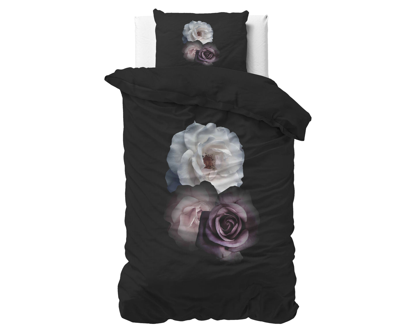 Deep Flowers Zwart 140 x 200/220