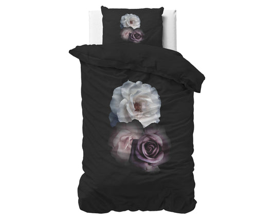 Deep Flowers Zwart 140 x 200/220