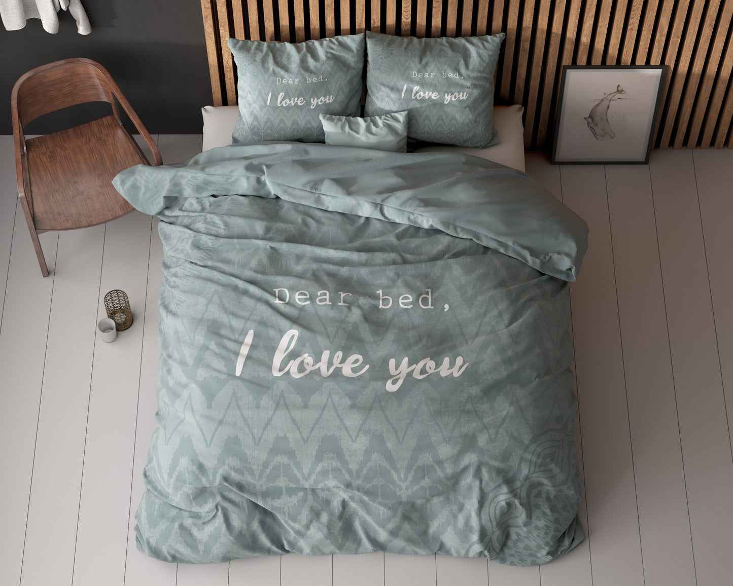 I Love Bed Groen 200 x 200/220