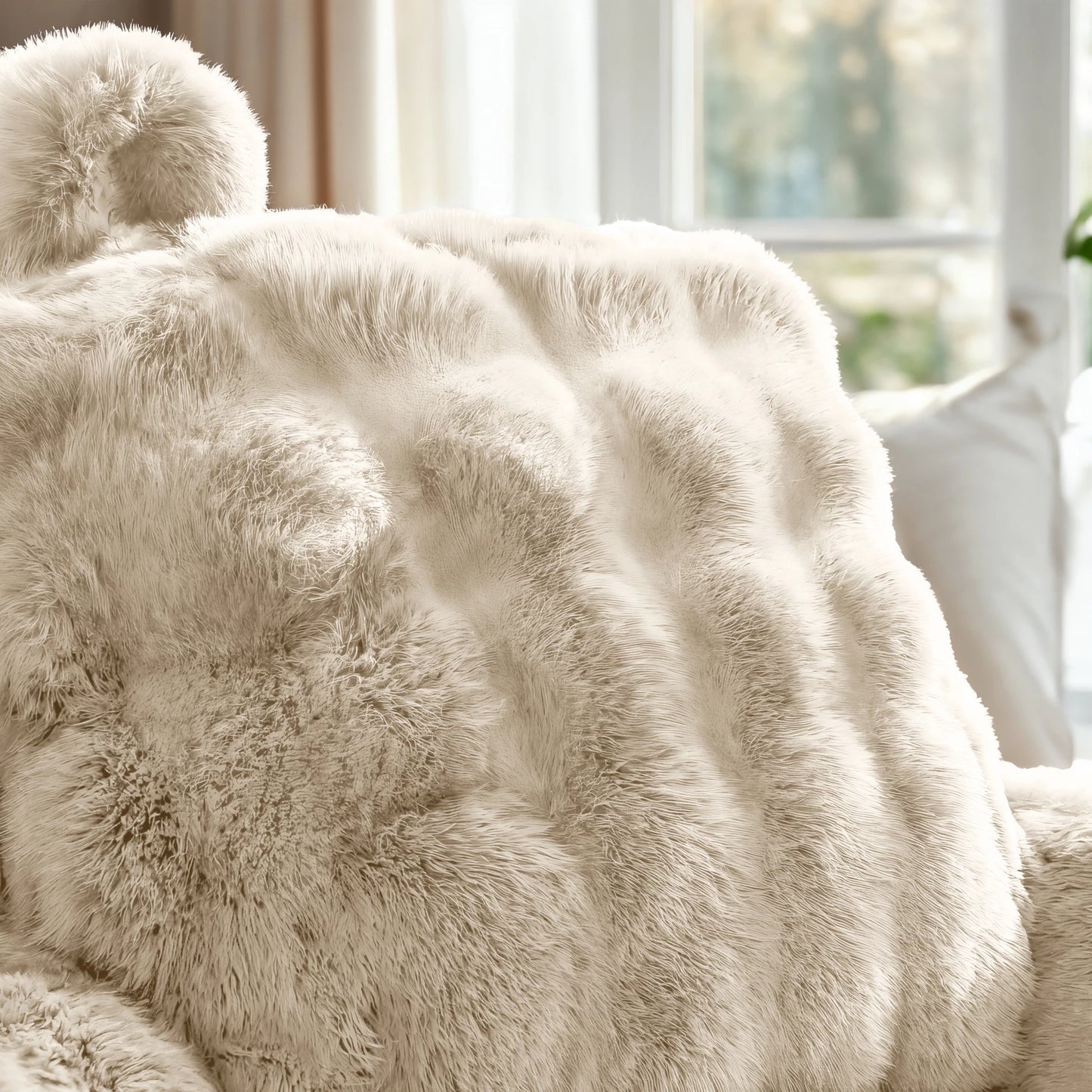 Bedrest Pompom Beige 34 x 50