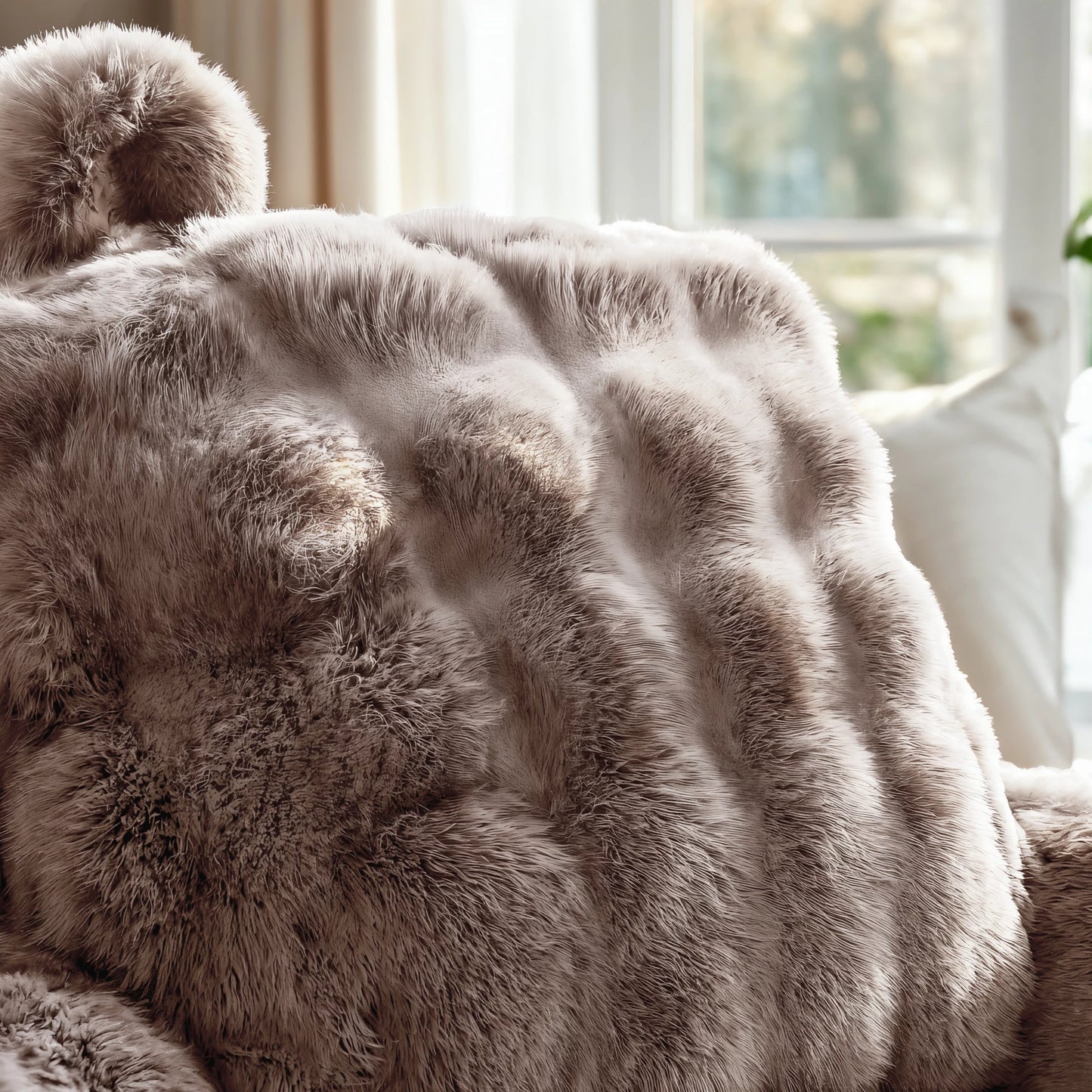 Bedrest Pompom Taupe 34 x 50