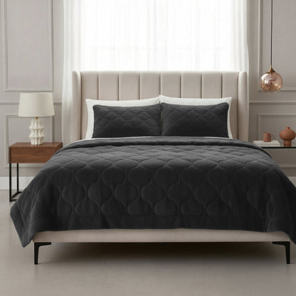 Lazy Dekbed Teddy Zwart 240 x 200 Met Luxe Kussenslopen