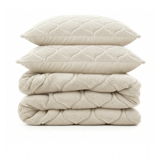 Lazy Dekbed Teddy Beige 200 x 200 Met Luxe Kussenslopen
