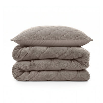 Lazy Dekbed Teddy Taupe/Grijs 140 x 200 Met Kussensloop