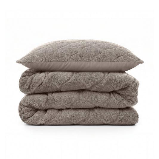 Lazy Dekbed Teddy Taupe/Grijs 140 x 200 Met Kussensloop