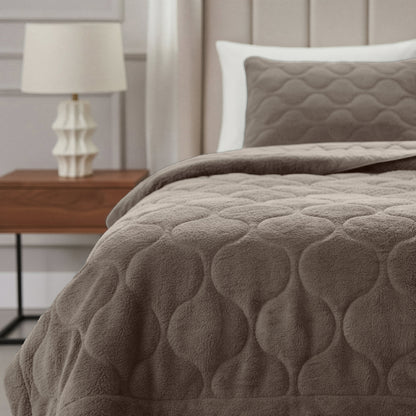 Lazy Dekbed Teddy Taupe/Grijs 200 x 200 Met Luxe Kussenslopen