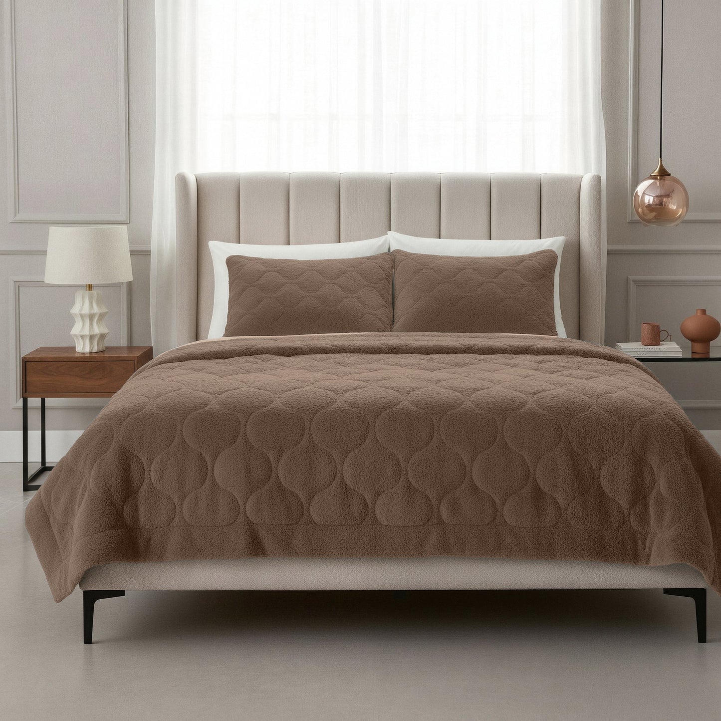 Lazy Dekbed Teddy Taupe/Bruin 200 x 200 Met Luxe Kussenslopen