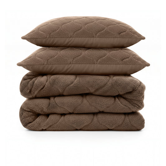 Lazy Dekbed Teddy Taupe/Bruin 240 x 200 Met Luxe Kussenslopen