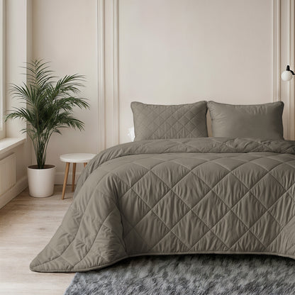 Lazy Dekbed Uni Taupe/Grijs 140 x 200 Met Kussensloop