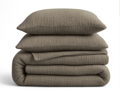 Lazy Dekbed Mousseline Taupe 240 x 200 Met Kussenslopen