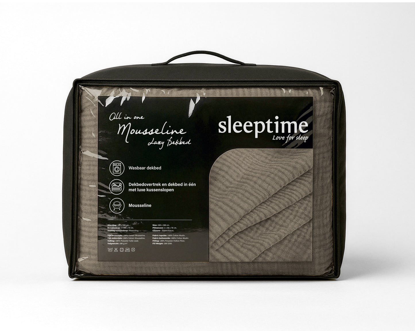 Lazy Dekbed Mousseline Taupe 240 x 200 Met Kussenslopen