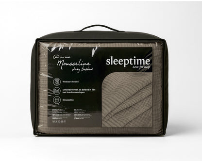 Lazy Dekbed Mousseline Taupe 240 x 200 Met Kussenslopen
