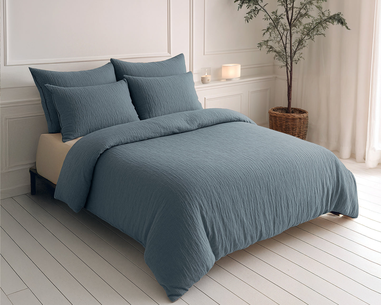 Lazy Dekbed Mousseline Groen 240 x 200 Met Kussenslopen