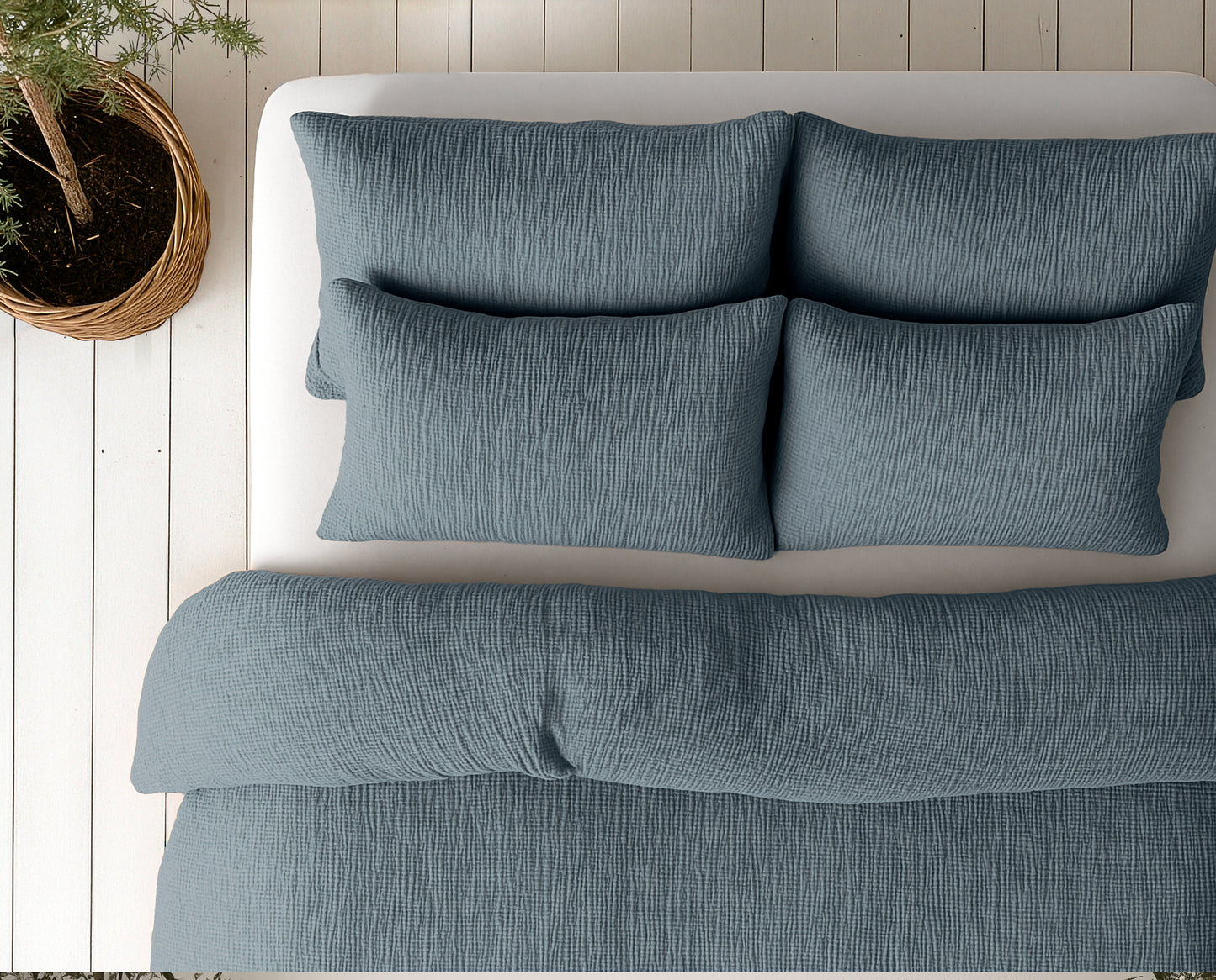 Lazy Dekbed Mousseline Groen 240 x 200 Met Kussenslopen
