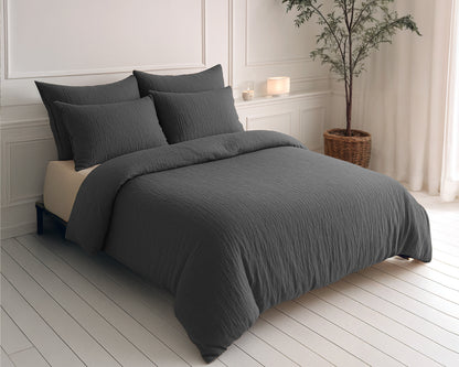 Lazy Dekbed Mousseline Antraciet 240 x 200 Met Kussenslopen