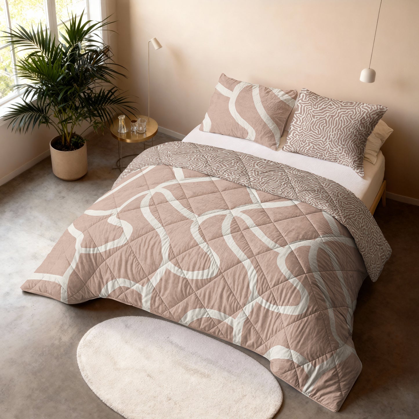 Lazy Dekbed Shapes Zand 200 x 200 Met Kussenslopen